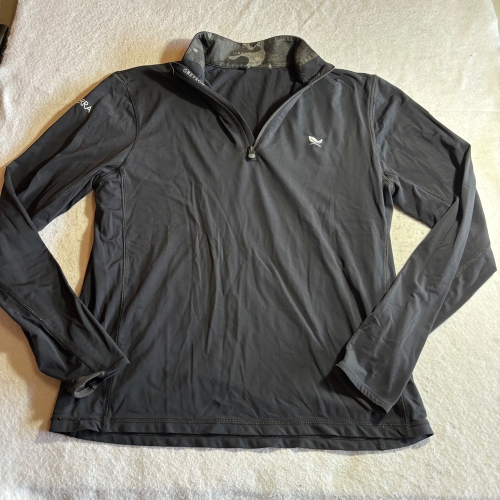 GREYSON Quarter Zip Long Sleeve Pullover Men M Dark Gray Performance